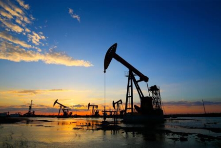 oilfield at sunset